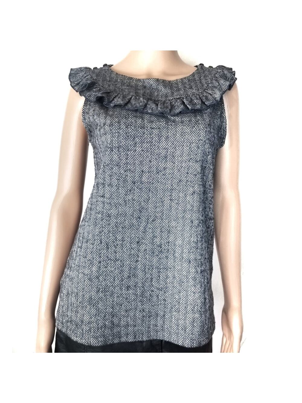 Ella Moss | Ruffle Herringbone Sleeveless Top